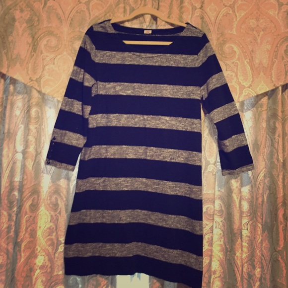 J. Crew Grey and Black Striped Shift Dress