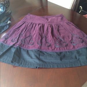 Ann Taylor Loft corduroy embroidered skirt