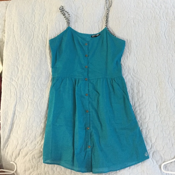 Teal striped dress by Volcom.