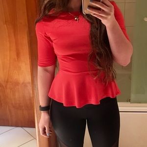 Pink/peach peplum top, 3/4 sleeve