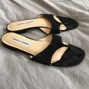 Manolo Blahnik black suede sandals