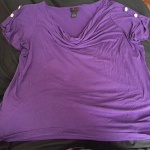 🎉SALE‼️ Purple Scoop Neck Top with Button Sleeves