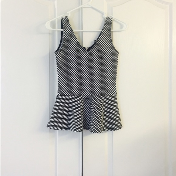 Black and White Peplum Top