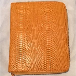 Smythson of Bond St. Tangerine Croc IPad case