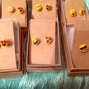 Emoji earrings , handmade , silver .925 stud