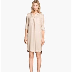 H&M Beige Crepe Shirtdress