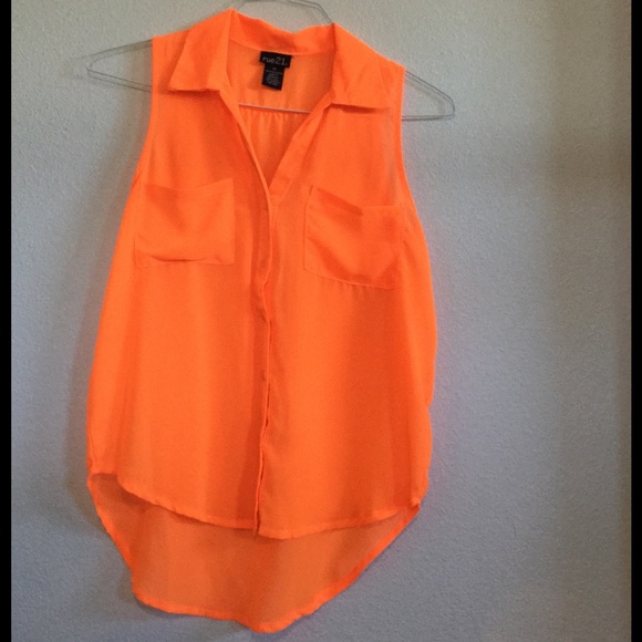 Neon Orange Tank Button Up