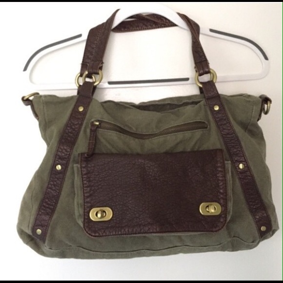 Army green and gold purse