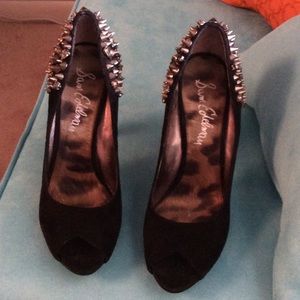 Sam Edelman black studded open toe high heels