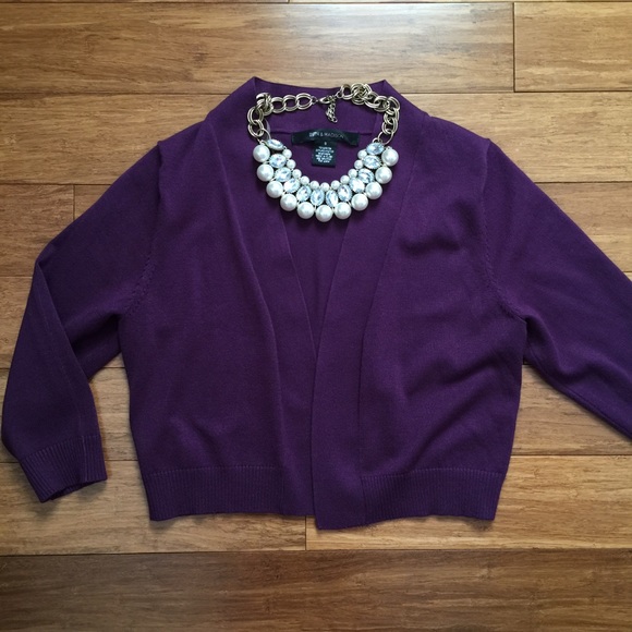 Purple crop cardigan.