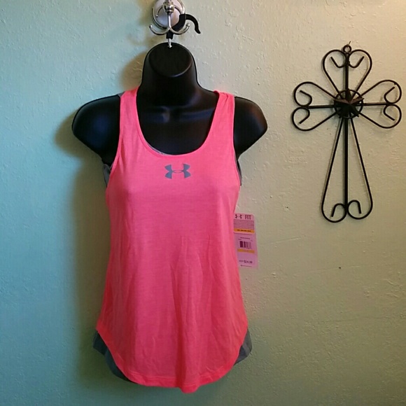 Under Armour Tops - Under Armour Coral and Gray Tank Size YMD