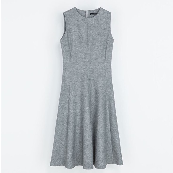 Zara timeless gray wool shift flare dress - Picture 4 of 4