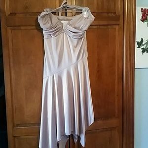 Charlotte Ruse asymmetrical champagne Dress M