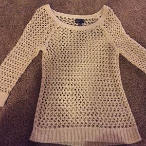 NWOT Cream crotchet sweater