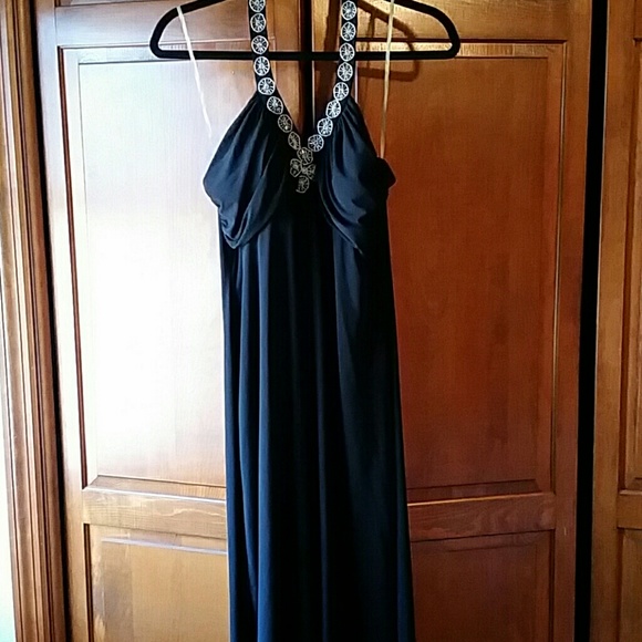 Little Black Dress, halter top, silver cream beads