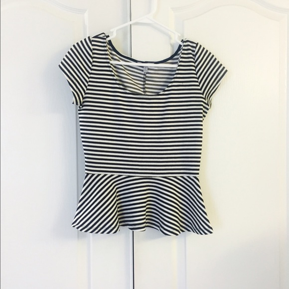 Black and White Peplum Top