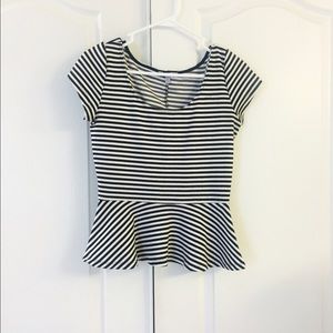 Black and White Peplum Top