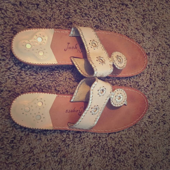 Jack Rogers Cream and Gold Sandals