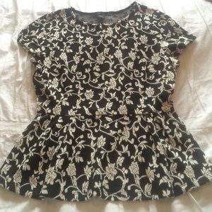 Embroidered Peplum Top