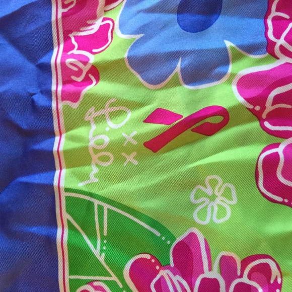 Lilly Pulitzer silk scarf breast cancer ribbon🎀