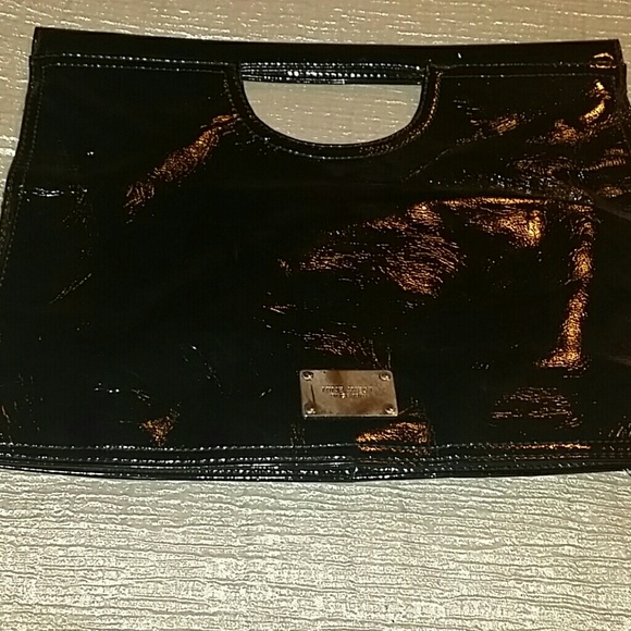 Black patent leather clutch purse