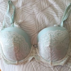 Blue lace bra