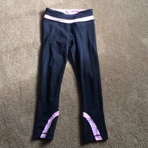 Lululemon pink and white striped leggings