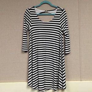 Black and white stripped swing dress