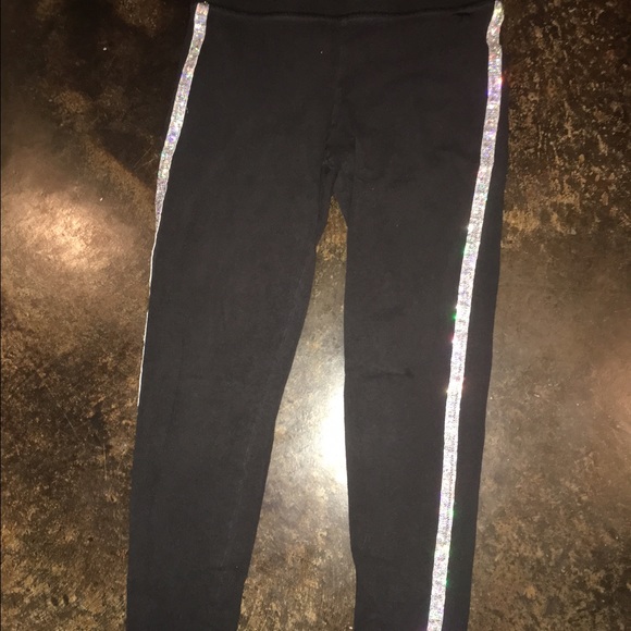 Black VS Pink leggings with sequin stripe