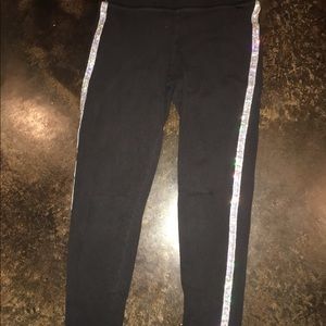 Black VS Pink leggings with sequin stripe