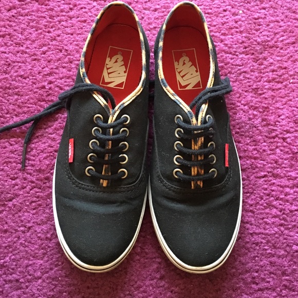 Vans Black Lined with Cheetah Size 7