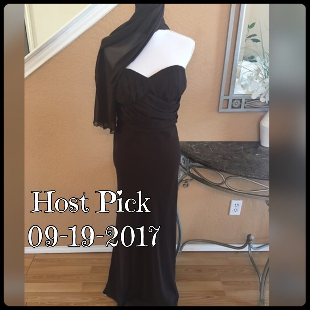 ✨ HP🎉👗GORGEOUS BROWN EVENING DRESS✨ - Picture 1 of 4
