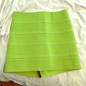Please Doing Business lime green bandage skirt