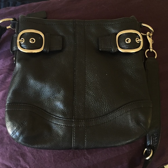 Black leather Coach crossbody