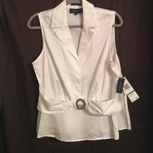 Jones New York sleeveless top white