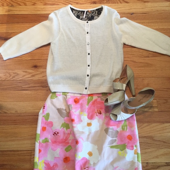 Free People Sweaters - Free People Ivory Cardigan with Lace lining, M