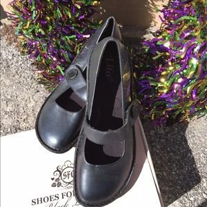 Black Mary Jane leather shoes. NOT FOR SALE