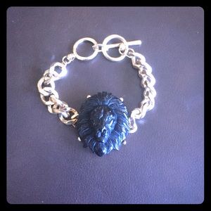 Black and gold lion head bracelet