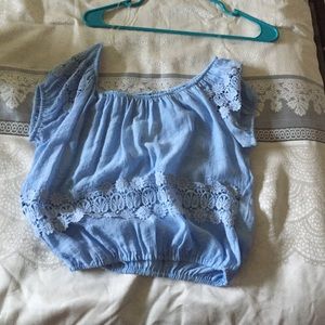 Blue off the shoulder blouse