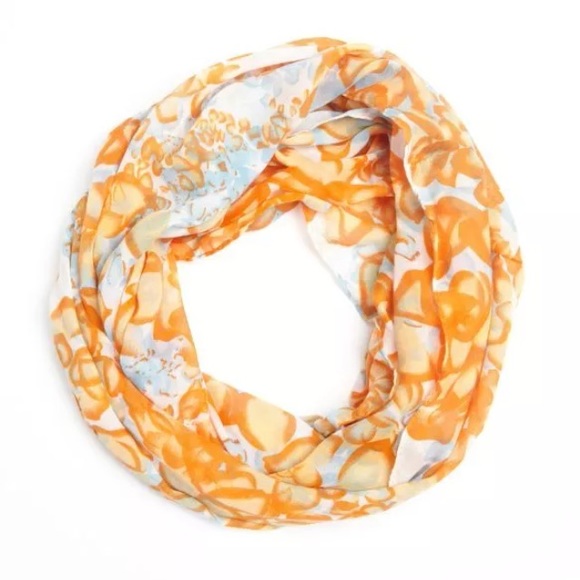 Abstract Gumdrop Print Infinity Scarf Orange/Blue - Picture 2 of 3