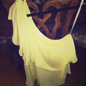 Brand new bright yellow one shoulder top