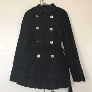 Black ruffle hem coat