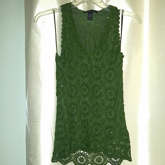 INC International Concepts Tops - Beautiful green crochet top with beads