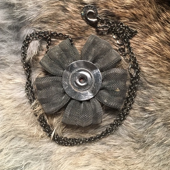 **SOLD** Beaded Black Flower Pendant Necklace - Picture 4 of 4