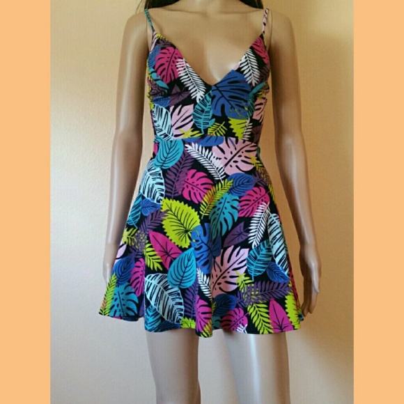 Bright colored petal pattern dress