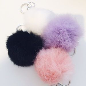 Purple Pom Pom fluffy keychain
