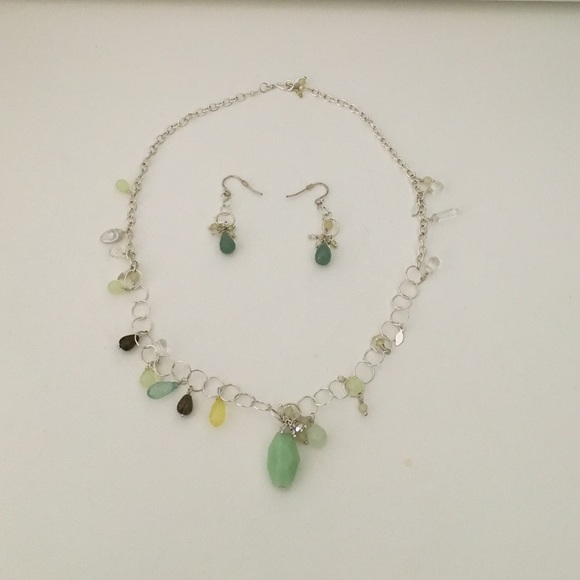 BANANA REPUBLIC SILVER NECKLACE AND EARRING SET