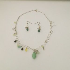 BANANA REPUBLIC SILVER NECKLACE AND EARRING SET