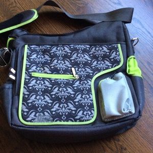 JJ Cole Diaper Bag. Grey/ black/ and Green