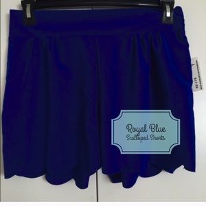 Blue Scalloped Shorts